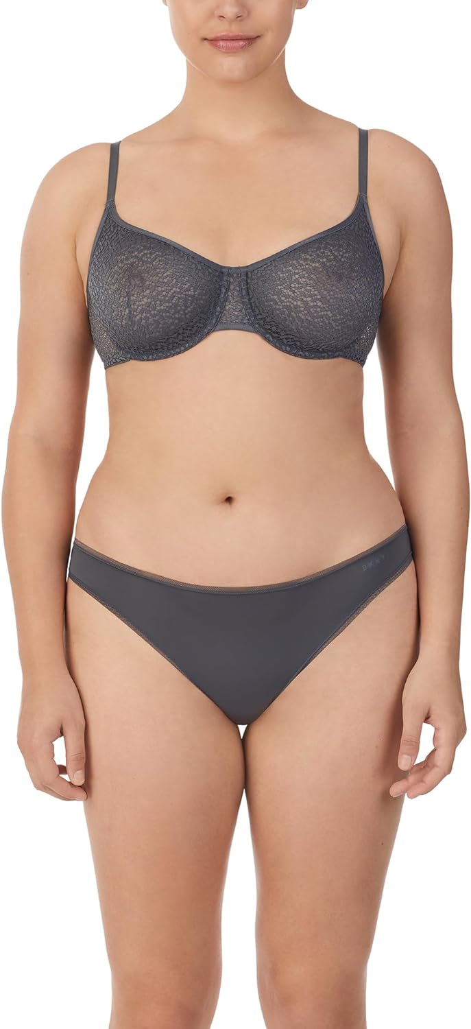 Dkny Womens Modern Lace Unlined Demi Bra Graphite Bali